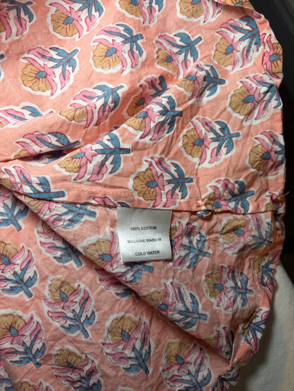Marea Peach Pink Floral Tie-Neck Blouse - Picture 8 of 8